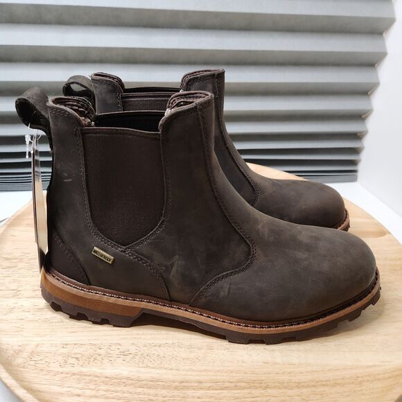 Muck Boot Men's Chelsea Boots – Size 9, Brown Waterproof Leather, Slip Resistant - Picture 1 of 12